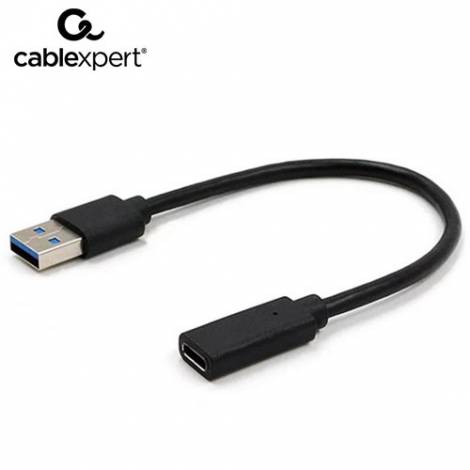 CABLEXPERT USB3.1 AM TO TYPE-C FEMALE ADAPTER CABLE 10CM BLACK
