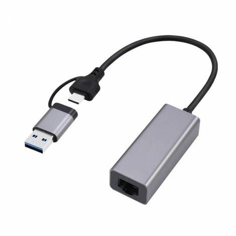 CABLEXPERT USB3.1+TYPEC 2.5G GIGABIT NETWORK ADAPTER SPACE GREY