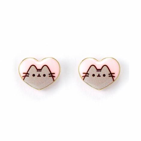 Carat Shop Pusheen - the Cat Pink Enamel and Gold Heart Stud Earrings (PTCE0104)