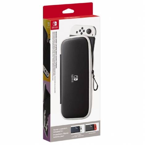 CARRYING CASE & SCREEN PROTECTOR (OLED) - BLACK & WHITE (Nintendo Switch)