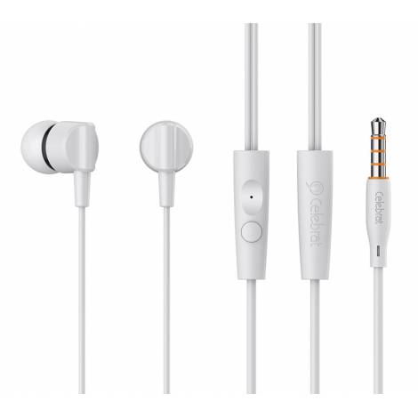 CELEBRAT earphones με μικρόφωνο G35, 3.5mm σύνδεση, 10mm, 1.2m, λευκά