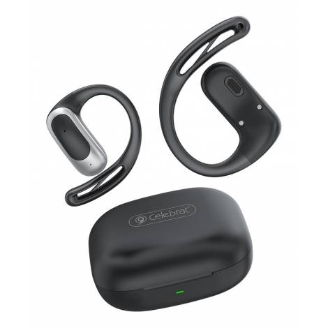 CELEBRAT earphones με θήκη φόρτισης W77, OWS, 12mm, 40/400mAh, μαύρα