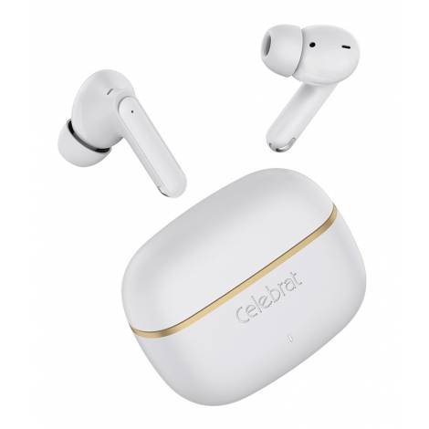 CELEBRAT earphones με θήκη φόρτισης WD03, True Wireless, 13mm, 30/300mAh, λευκά