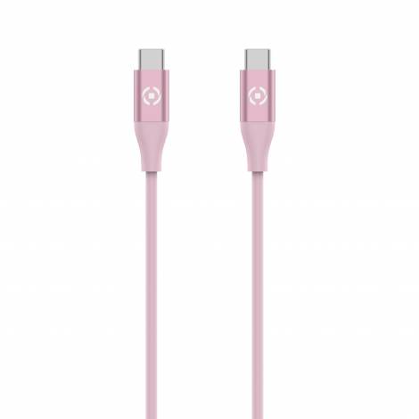 Celly Καλώδιο Φόρτισης Type-C σε Type-C 60w 1.5m Ροζ USBCUSBCCOLPK