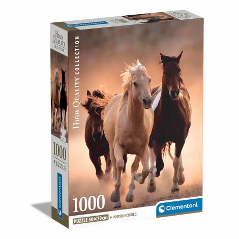 Clementoni Παζλ High Quality Collection Άλογα 1000 τμχ - Compact Box
