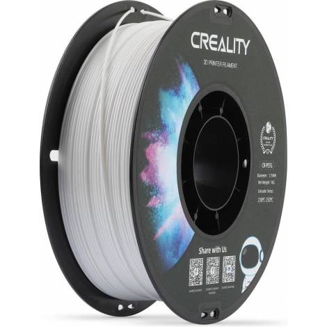 Creality CR-PETG White 3D Printer Filament, Hard Glossy, Tensile Str. 49MPA, 1 kg Spool1.75