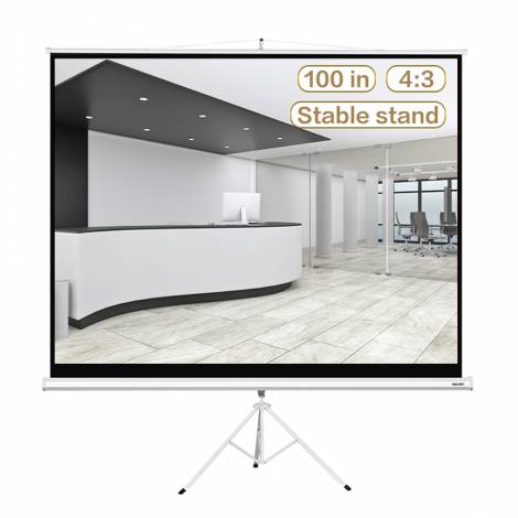 DELI BRACKET PROJECTOR SCREEN 100' WHITH TRIPOD WHITE