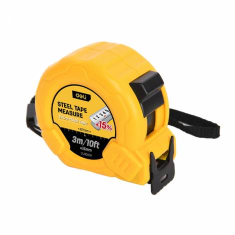 DELI MEASURING TAPE 3M/10'x16MM YELLOW