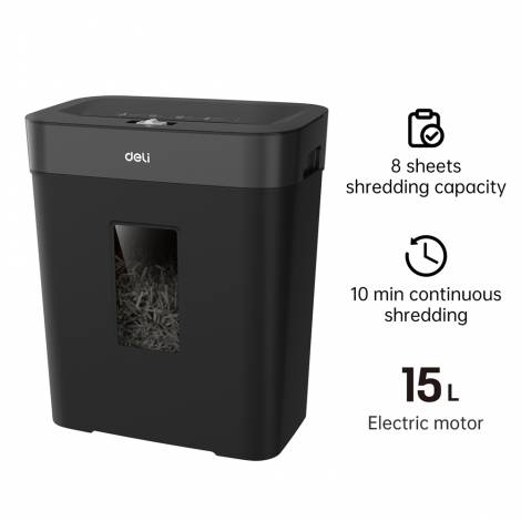 DELI P4 SMALL PAPER SHREDDER 15L BLACK