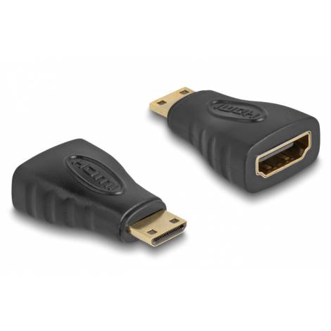 DELOCK αντάπτορας mini HDMI σε HDMI 65244, gold plated, μαύρος