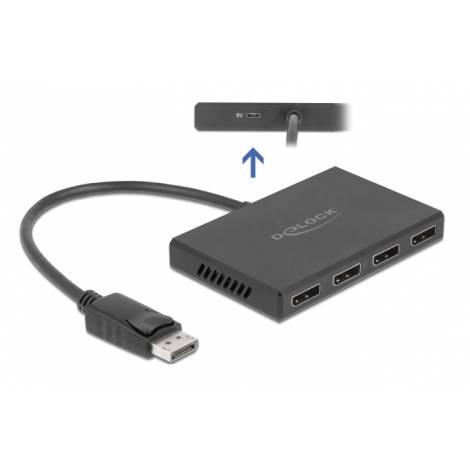 DELOCK DisplayPort splitter 87794, 4 σε 1, Dual Mode, 4K, μαύρο