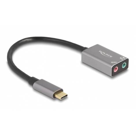 DELOCK εξωτερική κάρτα ήχου 67071, 2x 3.5mm, USB-C σύνδεση, γκρι