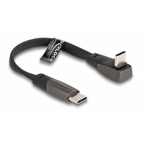 DELOCK καλώδιο USB-C 80750, 60W, flat, γωνιακό, 480 Mbps, 14cm, μαύρο