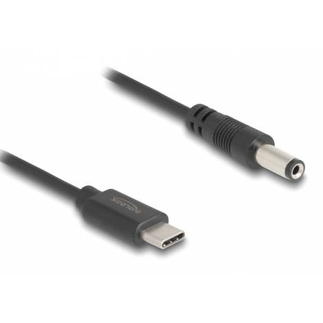 DELOCK καλώδιο USB-C σε DC 5.5 x 2.1mm 85397, 1m, μαύρο