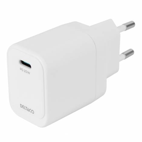 Deltaco Φορτιστής Τοίχου, 1x USB-C PD 20W Λευκός USBC-AC152