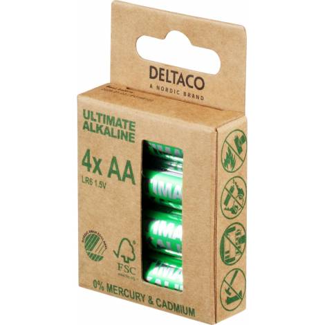 Deltaco Ultimate Αλκαλικές Μπαταρίες AA LR6 4 Τεμάχια Ecolabel ULT-LR6-4P