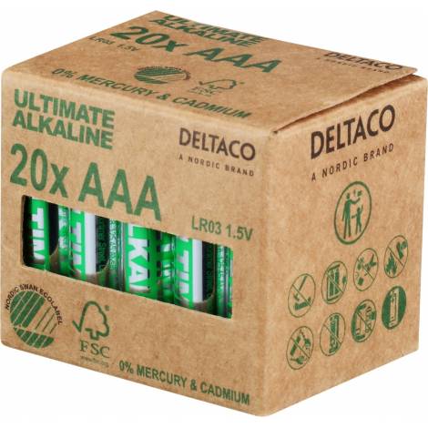 Deltaco Ultimate Αλκαλικές Μπαταρίες AAA LR03 20 Τεμάχια Ecolabel ULT-LR03-20P