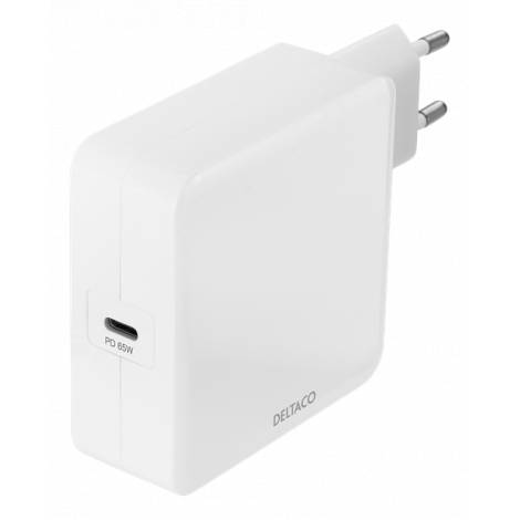 Deltaco USB-C wall charger 65 W, white USBC-AC140