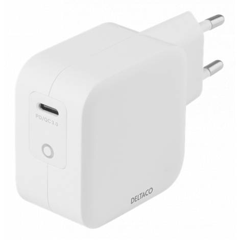 Deltaco USB-C wall charger, GaN technology,  total 61 W USBC-GAN02