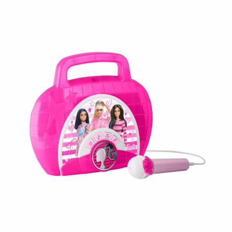 eKids Barbie Boombox Karaoke & Ενσύρματο Μικρόφωνο για παιδιά με ενσωματωμένη μουσική, φωτισμό, Sound Effects (BE-115) (Μωβ/Λευκό)