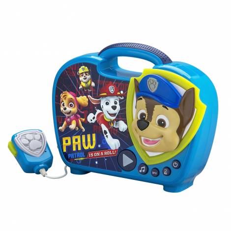 eKids Paw Patrol Boombox Karaoke & Ασύρματο Μικρόφωνο για παιδιά με ενσωματωμένη μουσική, φωτισμό, Sound Effects (PW-115)  (Μπλε/Κίτρινο)