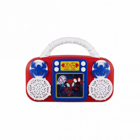 eKids Spidey and His Amazing Friends Boombox Karaoke & Ασύρματο Μικρόφωνο για παιδιά με ενσωματωμένη μουσική, φωτισμό, Sound Effects (SA-110)  (Κόκκινο/Μπλε)