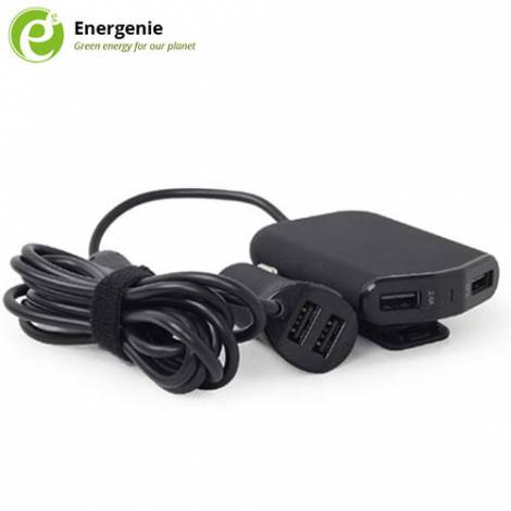 ENERGENIE 4-PORT FRONT AND BACK SEAT CAR CHARGER 9,6A BLACK (072-01-000850)