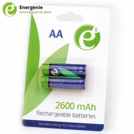 ENERGENIE NI-MH RECHARGEABLE AA BATTERIES 2600MAH 2PCS RETAIL PACK (072-01-000523)