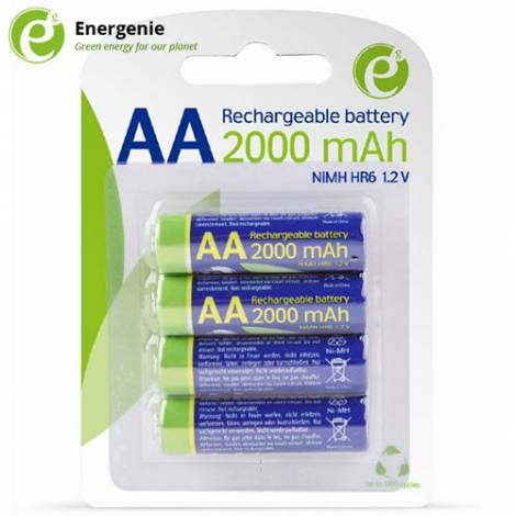 ENERGENIE RECHARGEABLE AA INSTANT BATTERIES READY TO USE 2000MAH 4PCS RETAIL PACK (072-01-001181)