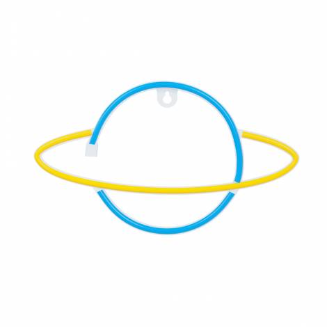 Forever - Neon LED Light SATURN yellow blue Bat + USB FLNE11 - Διακοσμητικό Φωτιστικό Κρόνος - Μπλε/Κίτρινο