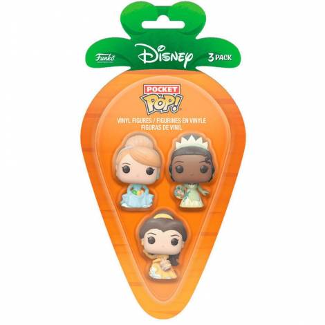 Funko 3-Pack Carrot Pocket Pop!: Disney Princess - Cinderella / Tiana / Bella Vinyl Figures