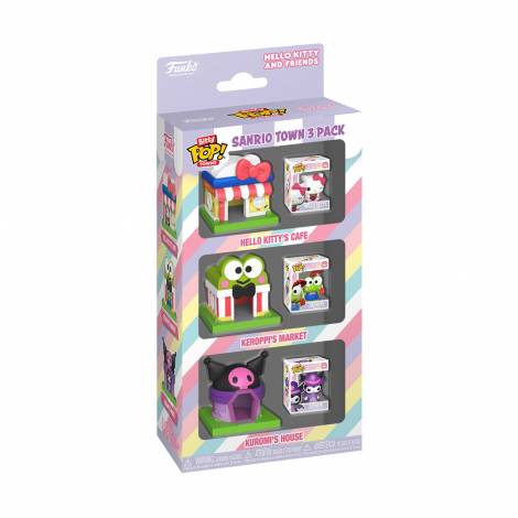 Funko Bitty Pop! 3-Pack Towns: Hello Kitty and Friends - Hello Kitty's Café, Keroppi's Market, Kuromi's House Vinyl Figures