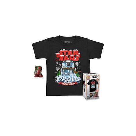 Funko Pocket Pop!  Tee (Child) Disney: Star Wars - Holiday R2-D2 (Metallic) Vinyl Figure  T-Shirt (L)