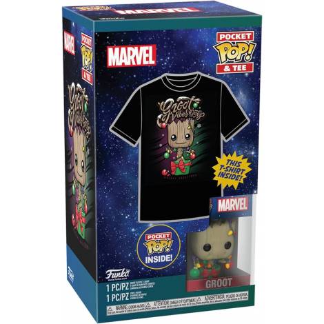 Funko Pocket Pop!  Tee (Child): Guardians of the Galaxy - Holiday Groot Vinyl Figure  T-Shirt (L)