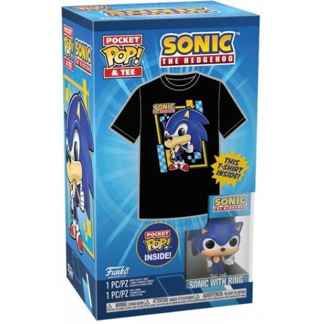 Funko Pocket Pop!  Tee (Child): Sonic (Flocked) Vinyl Figure and T Shirt (L)