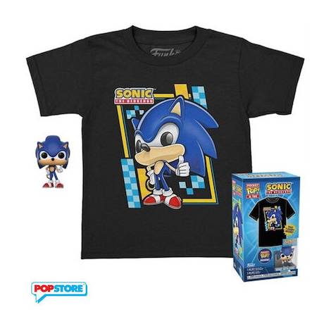 Funko Pocket Pop!  Tee (Child): Sonic The Hedgehog - Sonic Vinyl Figure  T-Shirt (S)