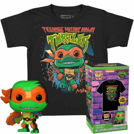 Funko Pocket Pop!  Tee (Child): Teenage Mutant Ninja Turtles Mutant Mayhem - Michelangelo Vinyl Figure and T-Shirt (M)