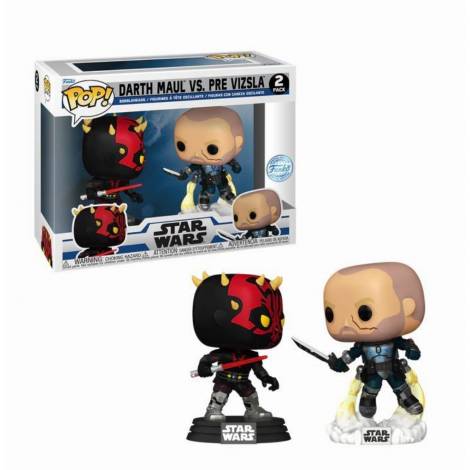 Funko Pop! 2-Pack Disney Star Wars: Clone Wars Duels - Darth Maul VS. Pre Vizsla (Special Edition) Bobble-Head Vinyl Figures