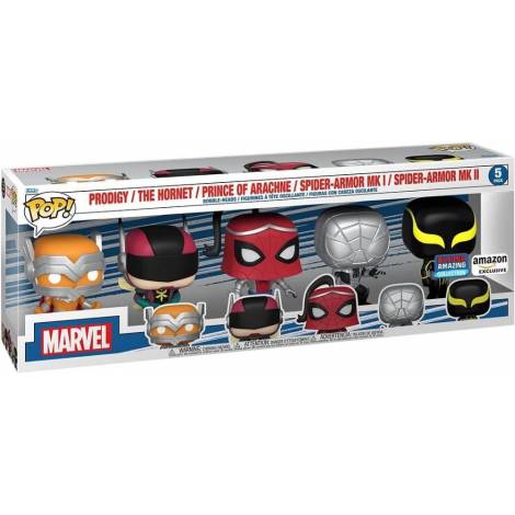 Funko Pop! 5-Pack Marvel: Spider-Man - Prodigy / The Hornet / Prince of Arachne / Spider-Armor MK I / Spider-Armor MK II (Amazon Exclusive) Vinyl Figures
