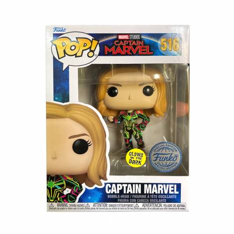 Funko Pop! Marvel: Captain Marvel - Captain Marvel (Neon Suit) (Glows in the Dark) (Special Edition) #516 Bobble-Head Vinyl Figure