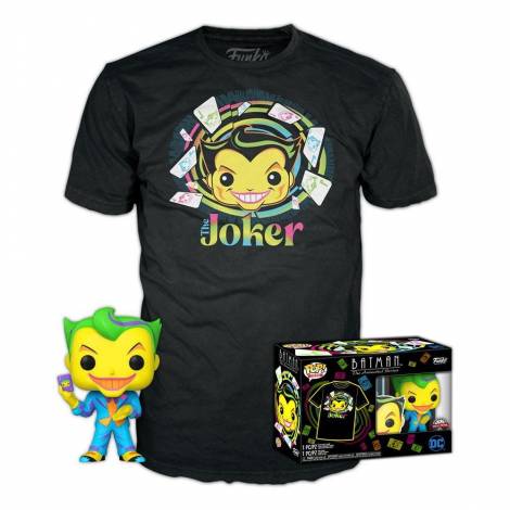 Funko Pop!  Tee (Adult): Comic Cover DC - The Joker (Blacklight)  (Special Edition) Vinyl Figure  T-Shirt (L)