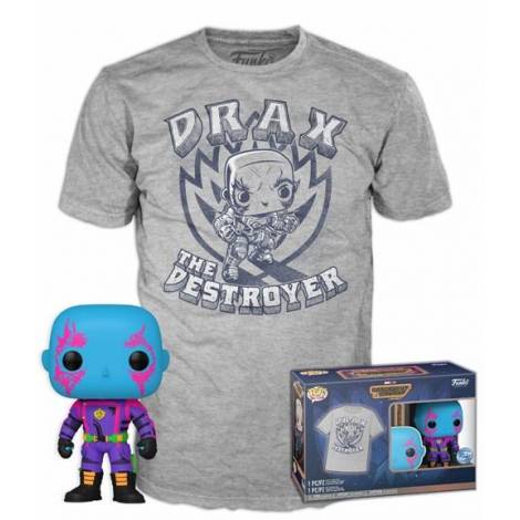 Funko Pop!  Tee (Adult): Guardians of the Galaxy - Drax (Blacklight) (Special Edition) Vinyl Figure and T-Shirt (S)
