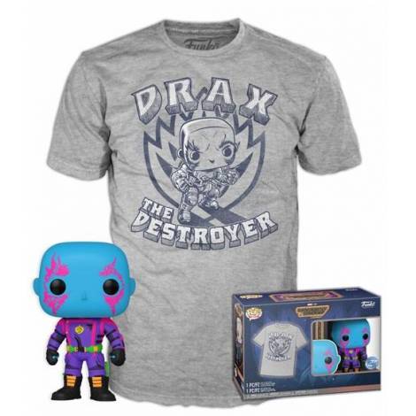 Funko Pop!  Tee (Adult): Marvel Guardians of the Galaxy Volume 3 - Drax (Blacklight) (Special Edition) Vinyl Figure and T-Shirt (M)