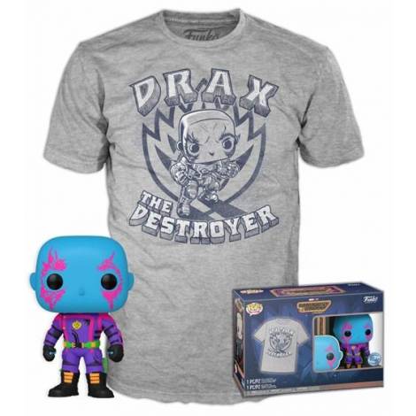Funko Pop!  Tee (Adult): Marvel Guardians of the Galaxy Volume 3 - Drax (Blacklight) (Special Edition) Vinyl Figure and T-Shirt (XL)