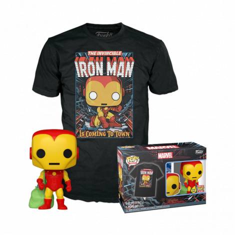 Funko Pop!  Tee (Adult): Marvel - Holiday Iron Man (Glows in the Dark) Vinyl Figure  T-Shirt (M)