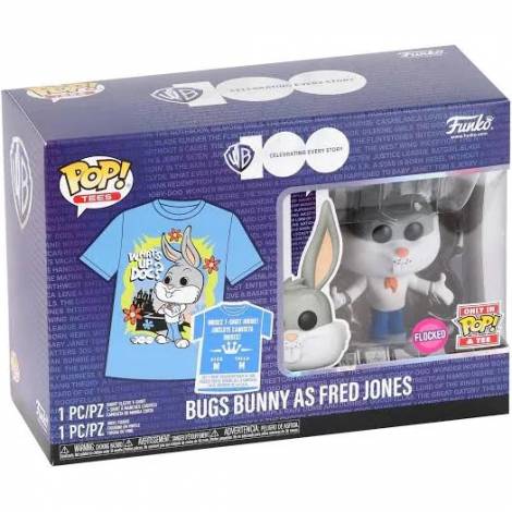 Funko Pop! & Tee (Adult): Warner Bros 100th - Bugs Bunny as Fred Jones (Flocked) Vinyl Figure and T Shirt (M)