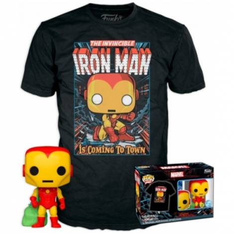 Funko Pop! Tees (Adult): Marvel - Holiday Iron Man (Glows in the Dark) Vinyl Figure  T-Shirt (XL)
