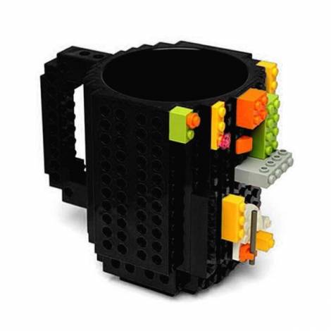 Gadget Master Κούπα Τύπου Lego  Πλαστική μαύρη 350ml