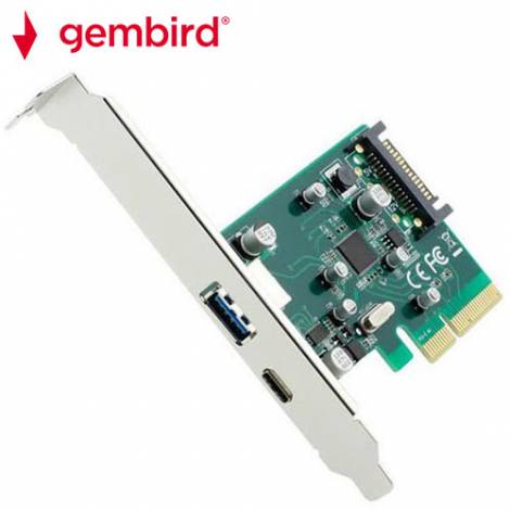 GEMBIRD 2-PORT USB 3.1 PCI-EXPRESS ADD-ON CARD (TYPE-A + TYPE-C), WITH EXTRA LOW PROFILE BRACKET