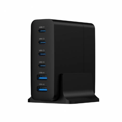 GEMBIRD 6-PORT 75W GaN USB FAST C HARGER BLACK
